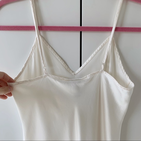 ‼️SOLD‼️ Vintage 100% silk white flowy satin column maxi dress minimal slip - Picture 7 of 9